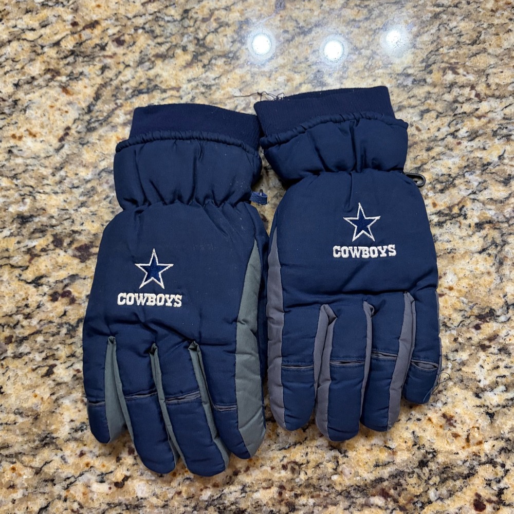 Dallas Cowboys Mens Thinsulate Winter Gloves Navy Blue Grey Embroidered Star NFL